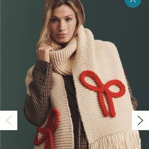 Anthropologie Maeve Chunky Knit Bow Scarf